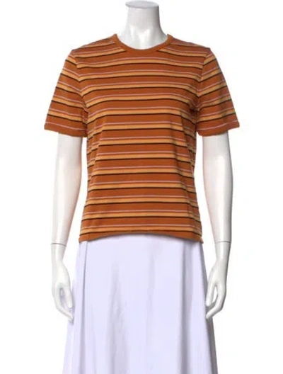 Pre-owned Sézane Striped Crew Neck T-shirt In Orange