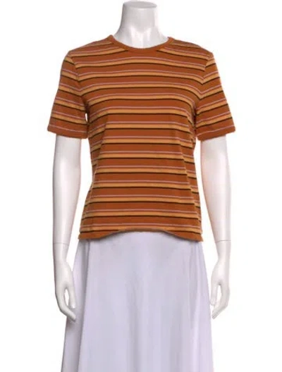 Pre-owned Sézane Striped Crew Neck T-shirt In Orange