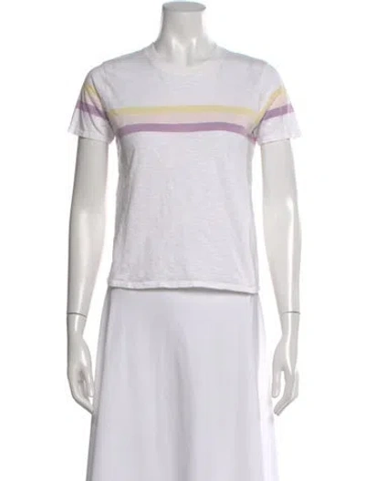 Pre-owned Sézane Striped Crew Neck T-shirt In White