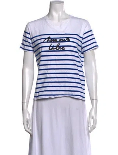 Pre-owned Sézane Striped Crew Neck T-shirt In White