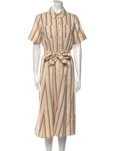 Pre-owned Sézane Striped Long Dress In Neutral
