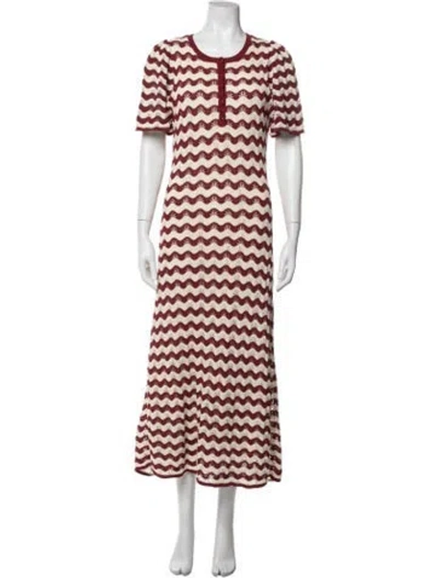 Pre-owned Sézane Striped Long Dress In Red