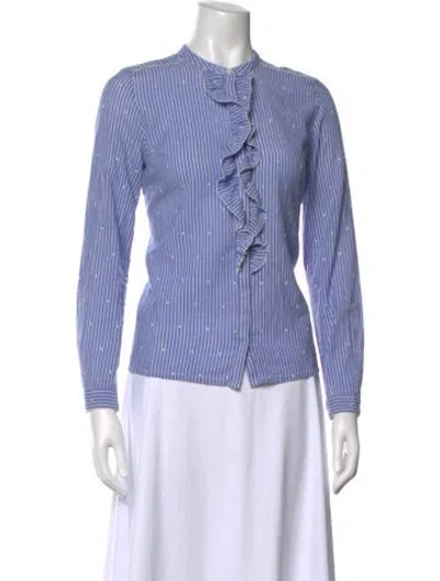 Pre-owned Sézane Striped Long Sleeve Blouse In Blue
