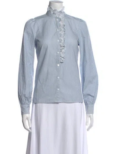 Pre-owned Sézane Striped Long Sleeve Blouse In Blue