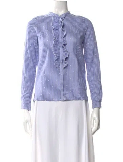 Pre-owned Sézane Striped Long Sleeve Blouse In Blue