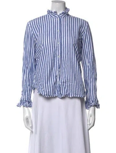 Pre-owned Sézane Striped Long Sleeve Blouse In Blue