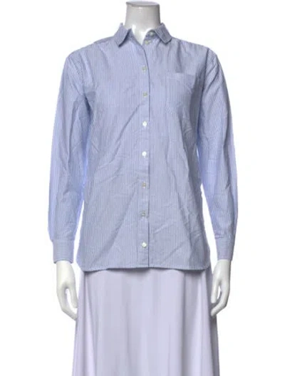 Pre-owned Sézane Striped Long Sleeve Blouse In Blue