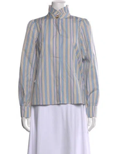Pre-owned Sézane Striped Long Sleeve Blouse In Blue/neutrals