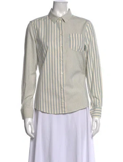 Pre-owned Sézane Striped Long Sleeve Blouse In Blue/neutrals