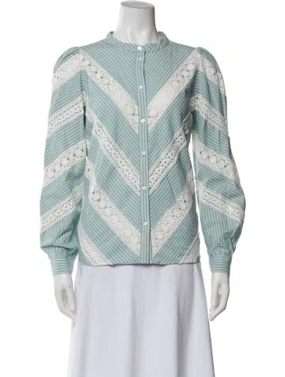 Pre-owned Sézane Striped Long Sleeve Blouse In Multi