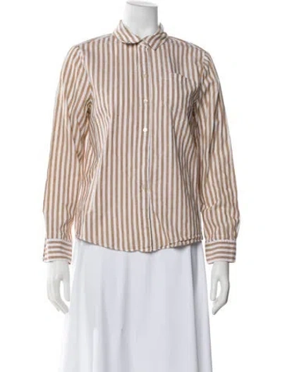 Pre-owned Sézane Striped Long Sleeve Blouse In Neutral