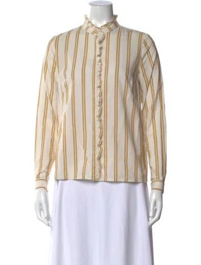 Pre-owned Sézane Striped Long Sleeve Blouse In Neutrals