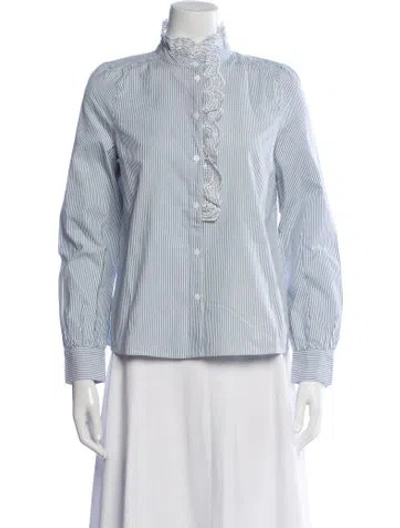 Pre-owned Sézane Striped Long Sleeve Blouse W/ Tags In Blue