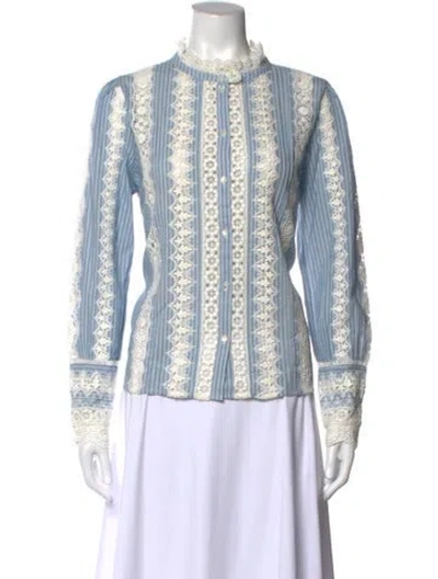 Pre-owned Sézane Striped Long Sleeve Blouse W/ Tags In Blue