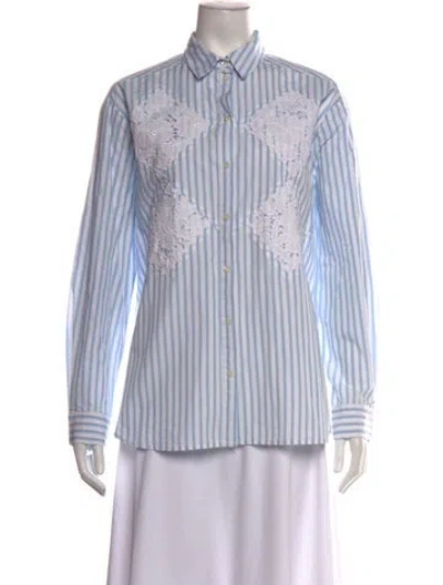 Pre-owned Sézane Striped Long Sleeve Blouse W/ Tags In Blue