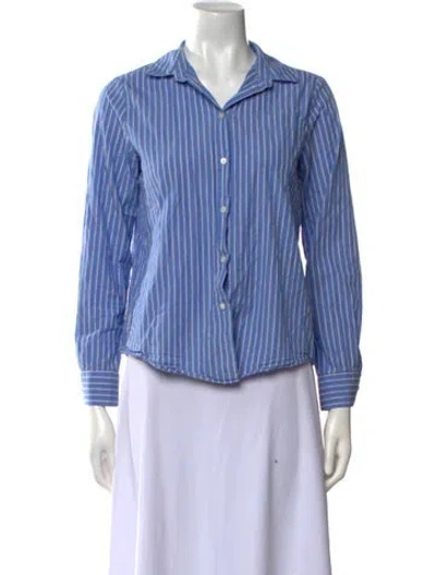 Pre-owned Sézane Striped Long Sleeve Button-up Top In Blue