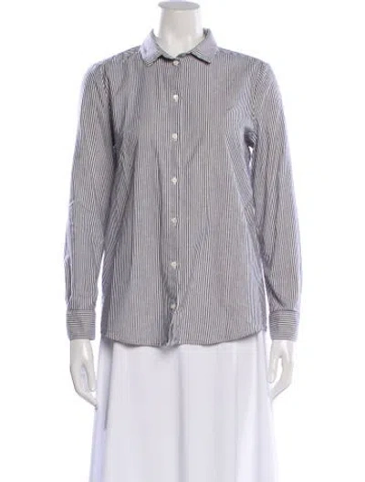 Pre-owned Sézane Striped Long Sleeve Button-up Top In Blue