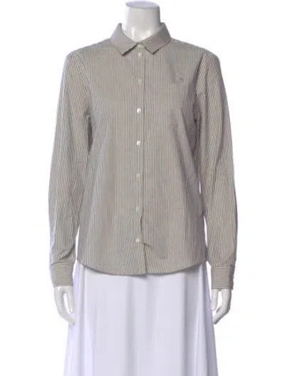 Pre-owned Sézane Striped Long Sleeve Button-up Top In Blue