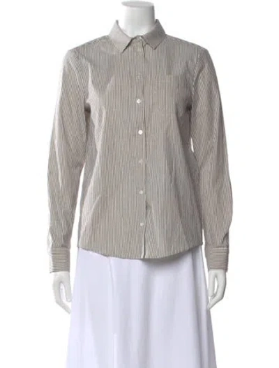 Pre-owned Sézane Striped Long Sleeve Button-up Top In Blue