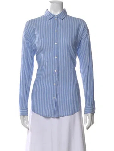Pre-owned Sézane Striped Long Sleeve Button-up Top In Blue
