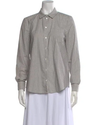 Pre-owned Sézane Striped Long Sleeve Button-up Top In Blue