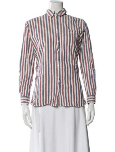 Pre-owned Sézane Striped Long Sleeve Button-up Top In Multi