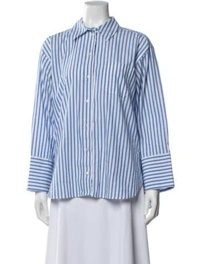 Pre-owned Sézane Striped Long Sleeve Button-up Top In Multi