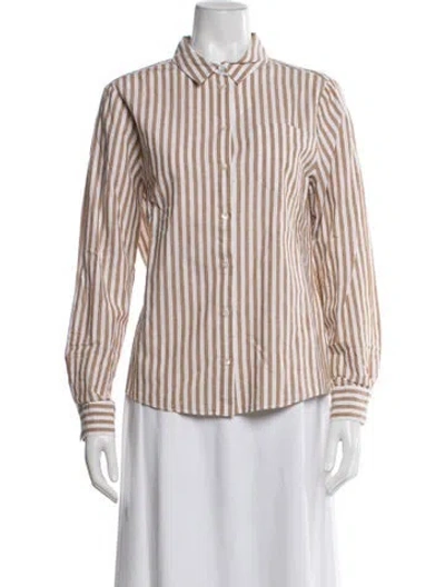 Pre-owned Sézane Striped Long Sleeve Button-up Top In Neutral