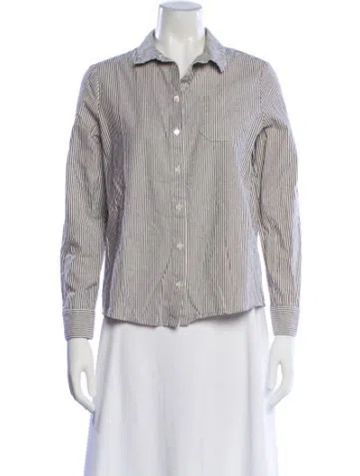 Pre-owned Sézane Striped Long Sleeve Button-up Top In Neutral