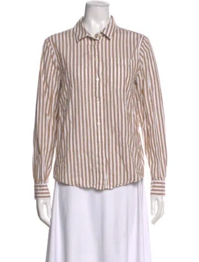 Pre-owned Sézane Striped Long Sleeve Button-up Top In Neutral