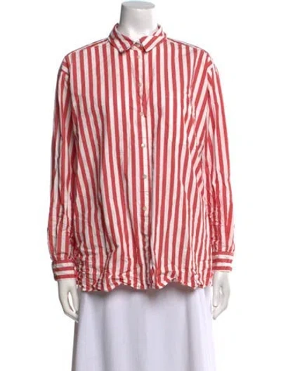 Pre-owned Sézane Striped Long Sleeve Button-up Top In Pink
