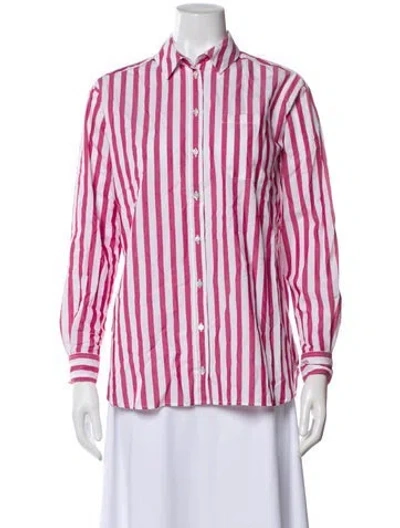 Pre-owned Sézane Striped Long Sleeve Button-up Top In Pink