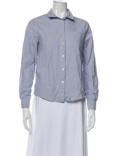 Pre-owned Sézane Striped Long Sleeve Button-up Top In Purple
