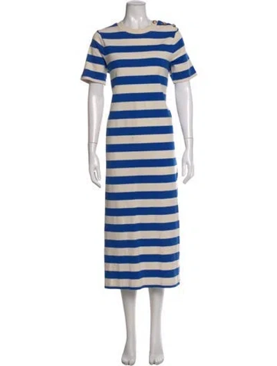 Pre-owned Sézane Striped Midi Length Dress In Blue