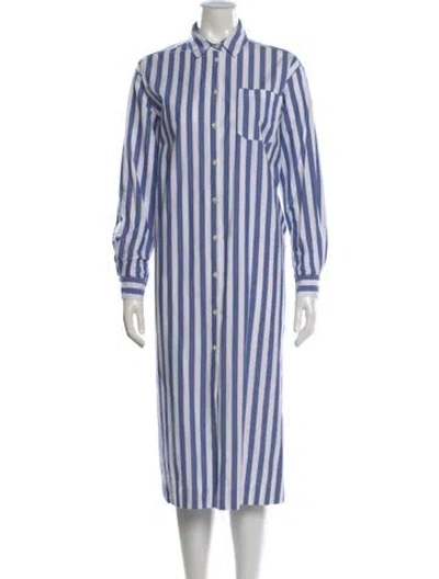 Pre-owned Sézane Striped Midi Length Dress In Blue