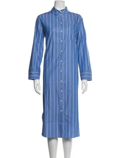 Pre-owned Sézane Striped Midi Length Dress In Blue