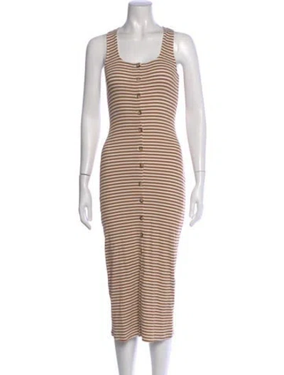 Pre-owned Sézane Striped Midi Length Dress In Brown