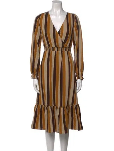 Pre-owned Sézane Striped Midi Length Dress In Neutral