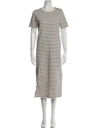 Pre-owned Sézane Striped Midi Length Dress In Neutral