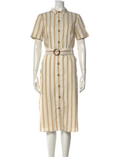 Pre-owned Sézane Striped Midi Length Dress In Neutral