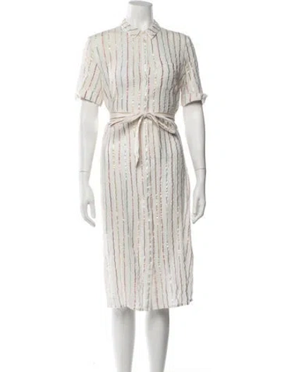 Pre-owned Sézane Striped Midi Length Dress In Neutrals