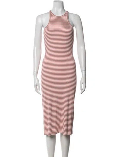 Pre-owned Sézane Striped Midi Length Dress In Pink