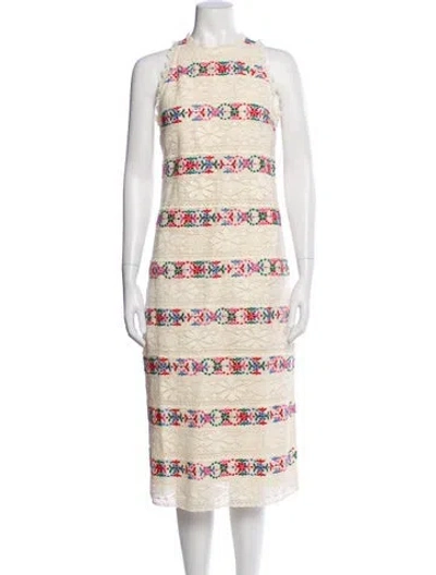 Pre-owned Sézane Striped Midi Length Dress W/ Tags In Neutral