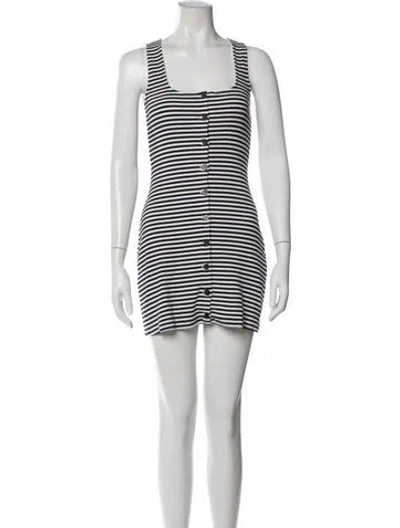 Pre-owned Sézane Striped Mini Dress In Black