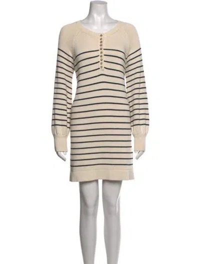 Pre-owned Sézane Striped Mini Dress In Neutrals