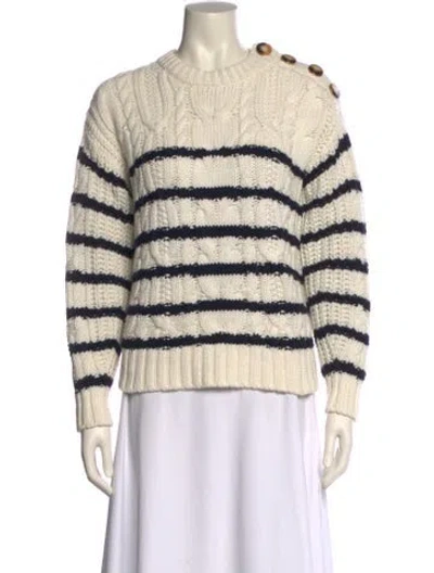 Pre-owned Sézane Striped Mock Neck Sweater In Neutral