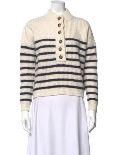 Pre-owned Sézane Striped Mock Neck Sweater In Neutral