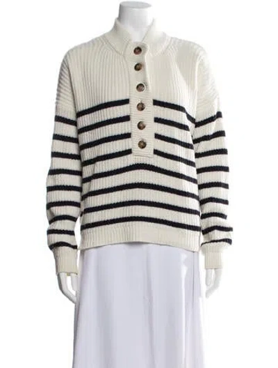 Pre-owned Sézane Striped Mock Neck Sweater In Neutrals