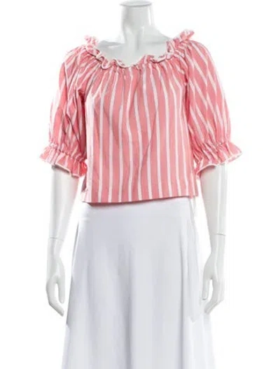 Pre-owned Sézane Striped Off-the-shoulder Blouse In Pink