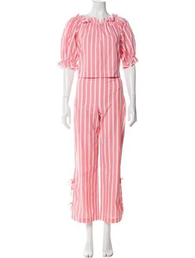 Pre-owned Sézane Striped Pant Set In Pink